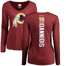 NFL Women's Nike Washington Redskins #98 Matt Ioannidis Maroon Backer Long Sleeve T-Shirt