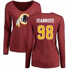 NFL Women's Nike Washington Redskins #98 Matt Ioannidis Maroon Name & Number Logo Long Sleeve T-Shirt