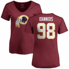 NFL Women's Nike Washington Redskins #98 Matt Ioannidis Maroon Name & Number Logo T-Shirt