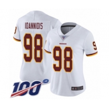 Women's Washington Redskins #98 Matt Ioannidis White Vapor Untouchable Limited Player 100th Season Football Jersey