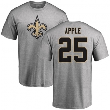 NFL Nike New Orleans Saints #25 Eli Apple Ash Name & Number Logo T-Shirt