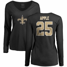 NFL Women's Nike New Orleans Saints #25 Eli Apple Black Name & Number Logo Slim Fit Long Sleeve T-Shirt