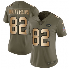 Women's Nike New York Jets #82 Rishard Matthews Limited Olive Gold 2017 Salute to Service NFL Jersey