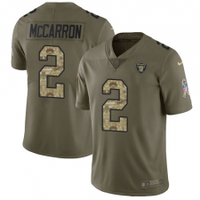Men's Nike Oakland Raiders #2 AJ McCarron Limited Olive Camo 2017 Salute to Service NFL Jersey