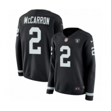Women's Nike Oakland Raiders #2 AJ McCarron Limited Black Therma Long Sleeve NFL Jersey