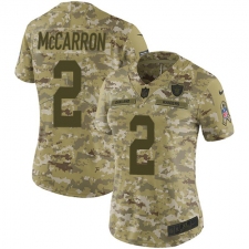 Women's Nike Oakland Raiders #2 AJ McCarron Limited Camo 2018 Salute to Service NFL Jersey