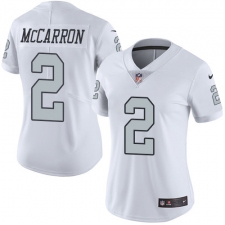 Women's Nike Oakland Raiders #2 AJ McCarron Limited White Rush Vapor Untouchable NFL Jersey