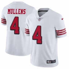 Men's Nike San Francisco 49ers #4 Nick Mullens Limited White Rush Vapor Untouchable NFL Jersey
