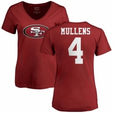 NFL Women's Nike San Francisco 49ers #4 Nick Mullens Red Name & Number Logo T-Shirt