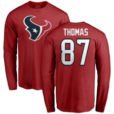 NFL Nike Houston Texans #87 Demaryius Thomas Red Name & Number Logo Long Sleeve T-Shirt