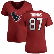 NFL Women's Nike Houston Texans #87 Demaryius Thomas Red Name & Number Logo T-Shirt