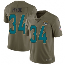 Men's Nike Jacksonville Jaguars #34 Carlos Hyde Limited Olive 2017 Salute to Service NFL Jersey