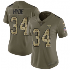 Women's Nike Jacksonville Jaguars #34 Carlos Hyde Limited Olive Camo 2017 Salute to Service NFL Jersey