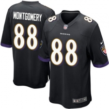 Men's Nike Baltimore Ravens #88 Ty Montgomery Game Black Alternate NFL Jersey