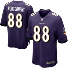 Men's Nike Baltimore Ravens #88 Ty Montgomery Game Purple Team Color NFL Jersey