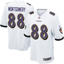 Men's Nike Baltimore Ravens #88 Ty Montgomery Game White NFL Jersey