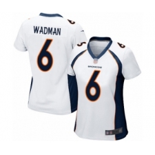 Women's Denver Broncos #6 Colby Wadman Game White Football Jersey