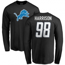 NFL Nike Detroit Lions #98 Damon Harrison Black Name & Number Logo Long Sleeve T-Shirt
