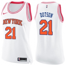 Women's Nike New York Knicks #21 Damyean Dotson Swingman White Pink Fashion NBA Jersey