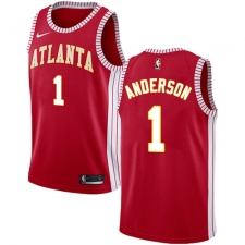 Men's Nike Atlanta Hawks #1 Justin Anderson Authentic Red NBA Jersey Statement Edition