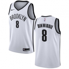 Men's Nike Brooklyn Nets #8 Spencer Dinwiddie Swingman White NBA Jersey - Association Edition