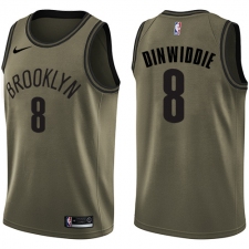 Youth Nike Brooklyn Nets #8 Spencer Dinwiddie Swingman Green Salute to Service NBA Jersey