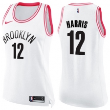 Women's Nike Brooklyn Nets #12 Joe Harris Swingman White Pink Fashion NBA Jersey