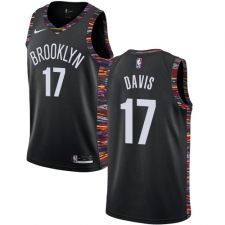 Men's Nike Brooklyn Nets #17 Ed Davis Swingman Black NBA Jersey - 2018 19 City Edition