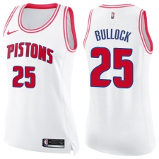 Women's Nike Detroit Pistons #25 Reggie Bullock Swingman White Pink Fashion NBA Jersey