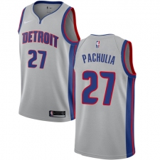 Men's Nike Detroit Pistons #27 Zaza Pachulia Swingman Silver NBA Jersey Statement Edition