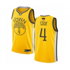 Men's Golden State Warriors #4 Quinn Cook Yellow Swingman 2019 Basketball Finals Bound Jersey - Earned Edition