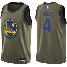 Men's Nike Golden State Warriors #4 Quinn Cook Swingman Green Salute to Service NBA Jersey