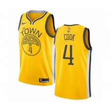 Men's Nike Golden State Warriors #4 Quinn Cook Yellow Swingman Jersey - Earned Edition