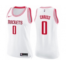 Women's Nike Houston Rockets #0 Marquese Chriss Swingman White Pink Fashion NBA Jersey