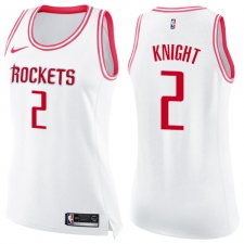 Women's Nike Houston Rockets #2 Brandon Knight Swingman White Pink Fashion NBA Jersey