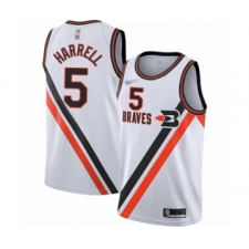 Men's Los Angeles Clippers #5 Montrezl Harrell Authentic White Hardwood Classics Finished Basketball Jersey