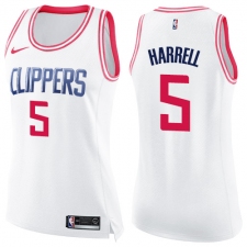 Women's Nike Los Angeles Clippers #5 Montrezl Harrell Swingman White Pink Fashion NBA Jersey