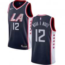 Men's Nike Los Angeles Clippers #12 Luc Mbah a Moute Swingman Navy Blue NBA Jersey - City Edition