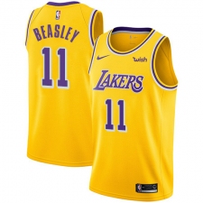 Men's Nike Los Angeles Lakers #11 Michael Beasley Swingman Gold NBA Jersey - Icon Edition