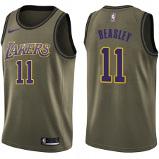 Youth Nike Los Angeles Lakers #11 Michael Beasley Swingman Green Salute to Service NBA Jersey