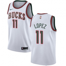 Men's Nike Milwaukee Bucks #11 Brook Lopez Swingman White Fashion Hardwood Classics NBA Jersey