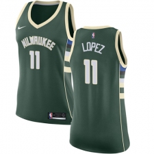 Women's Nike Milwaukee Bucks #11 Brook Lopez Swingman Green NBA Jersey - Icon Edition