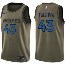 Men's Nike Minnesota Timberwolves #43 Anthony Tolliver Swingman Green Salute to Service NBA Jersey