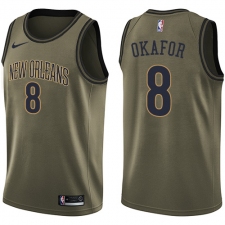 Men's Nike New Orleans Pelicans #8 Jahlil Okafor Swingman Green Salute to Service NBA Jersey