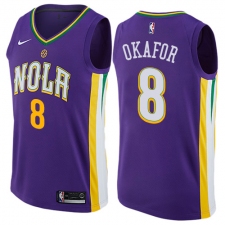 Men's Nike New Orleans Pelicans #8 Jahlil Okafor Swingman Purple NBA Jersey - City Edition