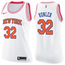 Women's Nike New York Knicks #32 Noah Vonleh Swingman White Pink Fashion NBA Jersey
