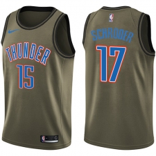 Men's Nike Oklahoma City Thunder #17 Dennis Schroder Swingman Green Salute to Service NBA Jersey