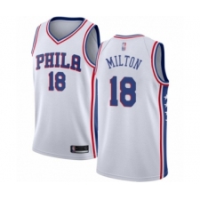 Men's Philadelphia 76ers #18 Shake Milton Authentic White Basketball Jersey - Association Edition