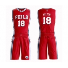 Men's Philadelphia 76ers #18 Shake Milton Swingman Red Basketball Suit Jersey Statement Edition