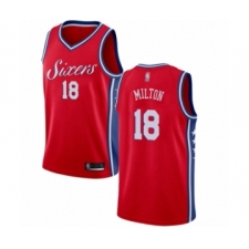 Women's Philadelphia 76ers #18 Shake Milton Swingman Red Basketball Jersey Statement Edition